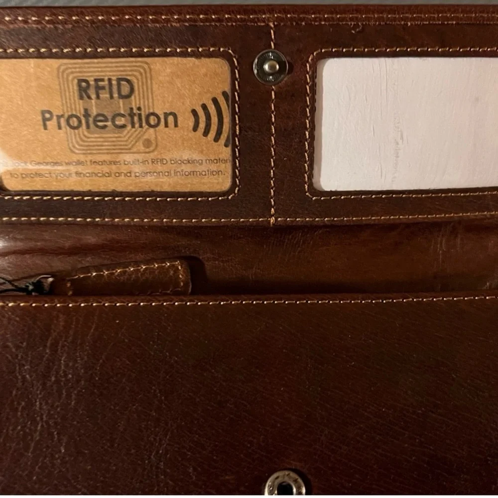 JACK GEORGES  Voyager Brown Leather Clutch Wallet NWT RFID Protected - Picture 2 of 12